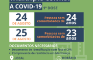 Pessoas de 24 e 23 anos serão vacinadas contra a Covid-19 nesta terça e quarta-feira