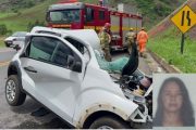 Mulher morre após automóvel bater de frente com caminhão na BR-116